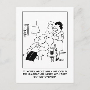 Cartoon der Flaschenöffner-Verletzung Funny Postkarte