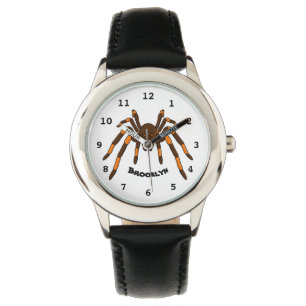 Cartoon der graubraunen und orangen Spinne Armbanduhr