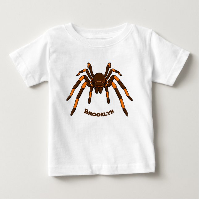 Cartoon der graubraunen und orangen Spinne Baby T-shirt (Vorderseite)