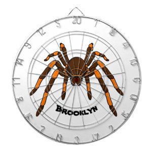 Cartoon der graubraunen und orangen Spinne Dartscheibe
