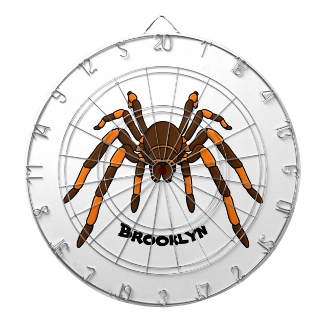 Cartoon der graubraunen und orangen Spinne Dartscheibe (vorne)