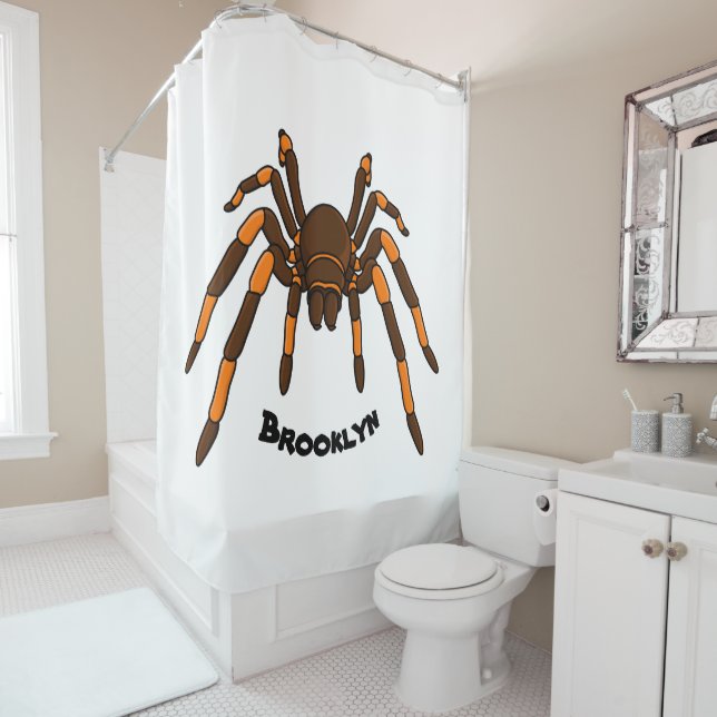 Cartoon der graubraunen und orangen Spinne Duschvorhang (Beispiel)