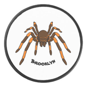 Cartoon der graubraunen und orangen Spinne Eishockey Puck