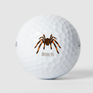 Cartoon der graubraunen und orangen Spinne Golfball