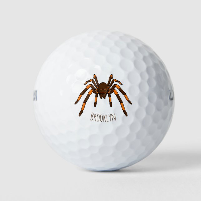 Cartoon der graubraunen und orangen Spinne Golfball (Vorderseite)