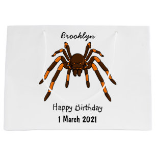Cartoon der graubraunen und orangen Spinne Große Geschenktüte
