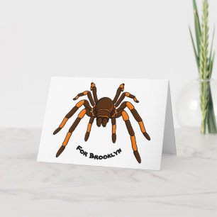 Cartoon der graubraunen und orangen Spinne Karte