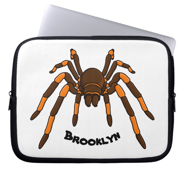 Cartoon der graubraunen und orangen Spinne Laptopschutzhülle (Vorderseite)
