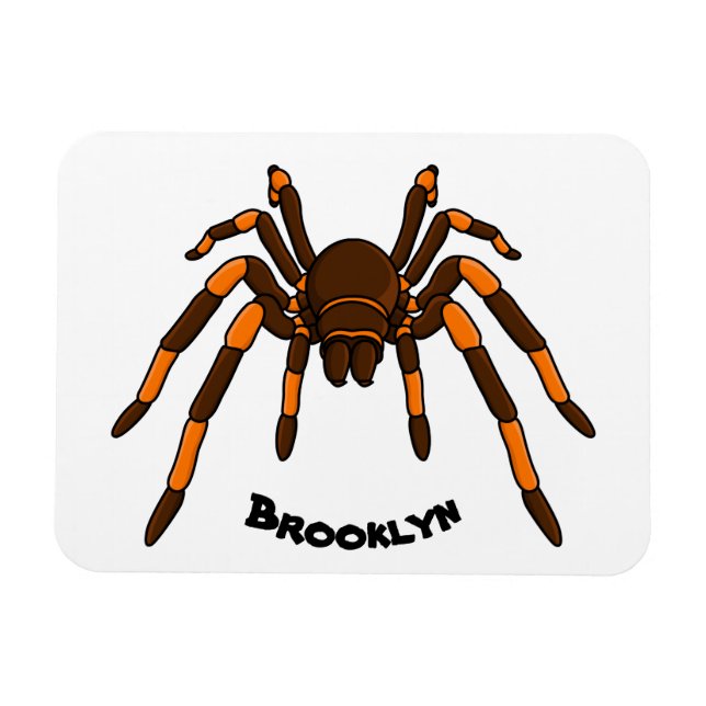 Cartoon der graubraunen und orangen Spinne Magnet (Horizontal)