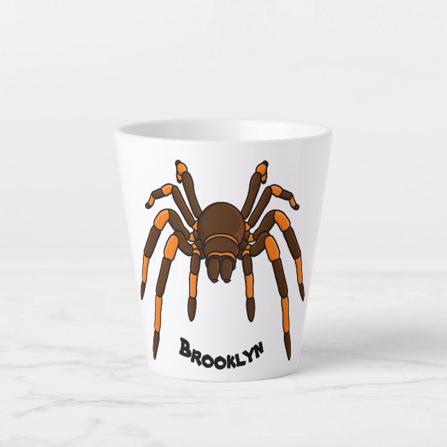 Cartoon der graubraunen und orangen Spinne Milchtasse (Vorderseite)