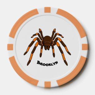 Cartoon der graubraunen und orangen Spinne Pokerchips