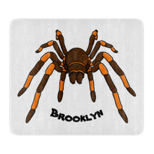 Cartoon der graubraunen und orangen Spinne Schneidebrett