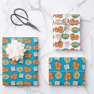 Cartoon der jüdischen Küche, die Papierblätter umb Geschenkpapier Set