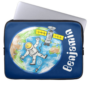 Cartoon der niedlichen Astronauten im Weltraum Laptopschutzhülle
