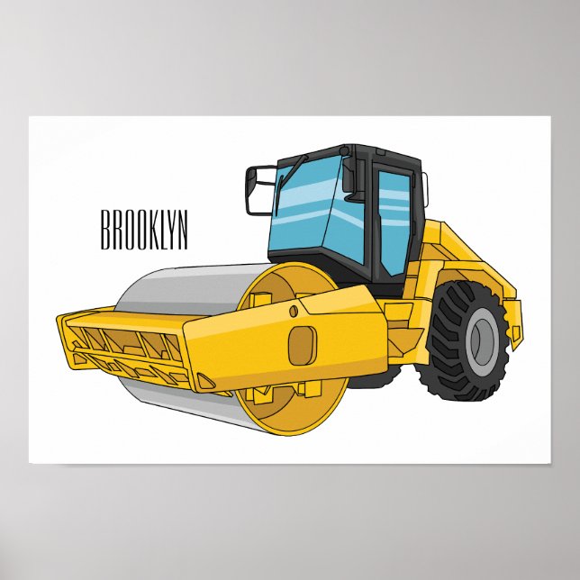 Cartoon der Straßenwalze Poster (Vorne)