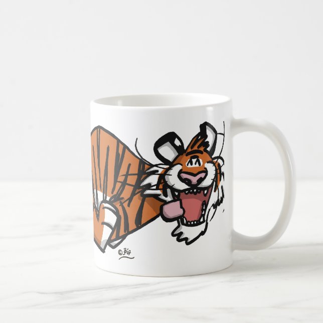 Cartoon, der Tiger-Tasse läuft Kaffeetasse (Rechts)