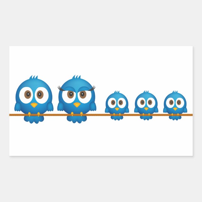 Cartoon der Vogelfamilie niedlich Twitter Rechteckiger Aufkleber (Vorderseite)