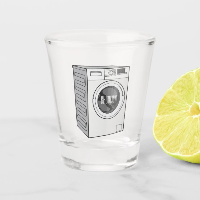 Cartoon der Waschmaschine Schnapsglas (Vorderseite)