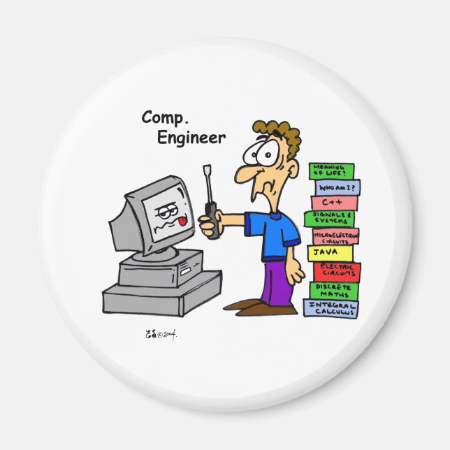 Cartoon des Computeringenieurs Magnet (Vorne)