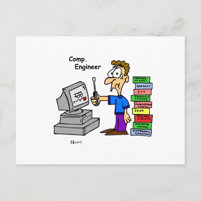 Cartoon des Computeringenieurs Postkarte (Vorderseite)
