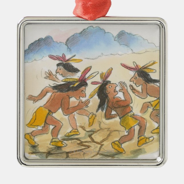 Cartoon des darstellenden Regens der Männer des Silbernes Ornament (Vorne)