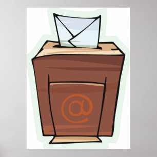 Cartoon des E-Mail-Postfachs Poster