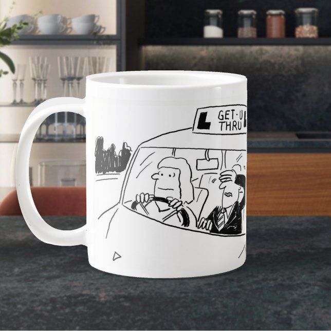 Cartoon des Fahrlehrers oder des Prüfers Jumbo-Tasse (Large Driving School Mug)