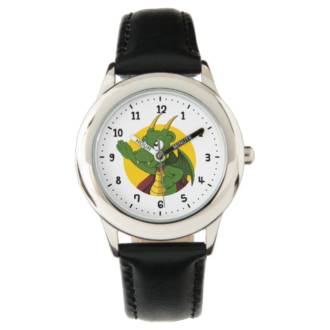Cartoon des grünen Drachen Armbanduhr (Vorderseite)