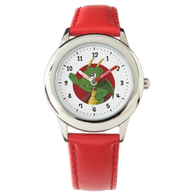 Cartoon des grünen Drachen Armbanduhr (Vorderseite)