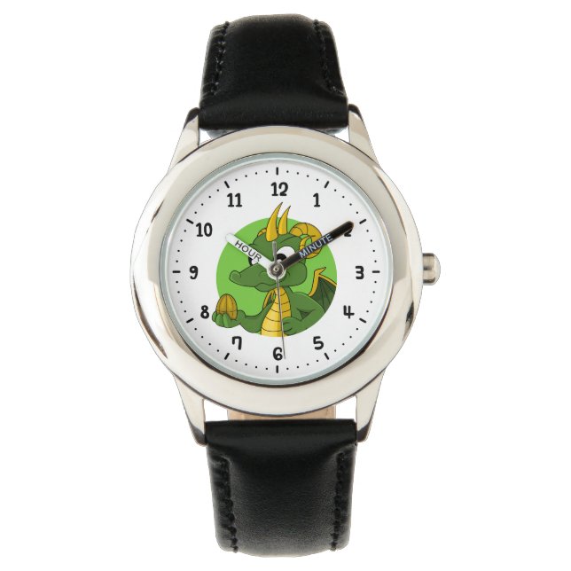 Cartoon des grünen Drachen Armbanduhr (Vorderseite)