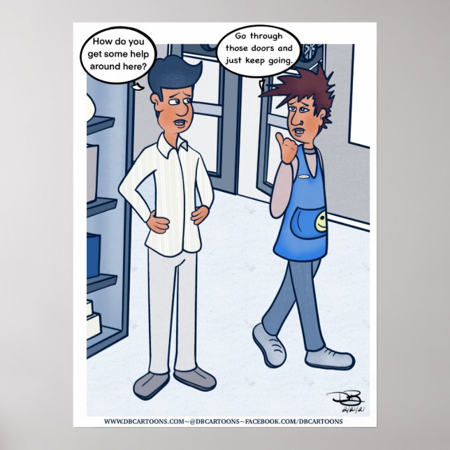 Cartoon des Kundenservice Poster (Vorne)