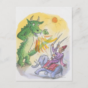 Cartoon des mythologischen Feueratmungsdrachen Postkarte