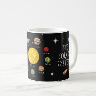 Cartoon des Sonnensystems zeichnend Planeten im Au Kaffeetasse