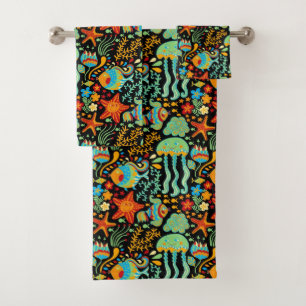 Cartoon des Wasserlebens Badhandtuch Set