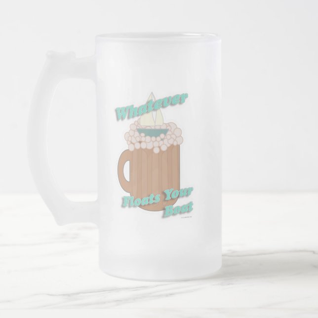 Cartoon-Design des Bootes Root Beer Mattglas Bierglas (Links)