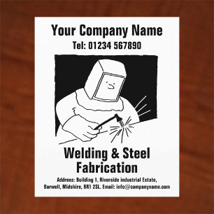 Cartoon-Design für Schweißarbeiten und Fabrikation Flyer