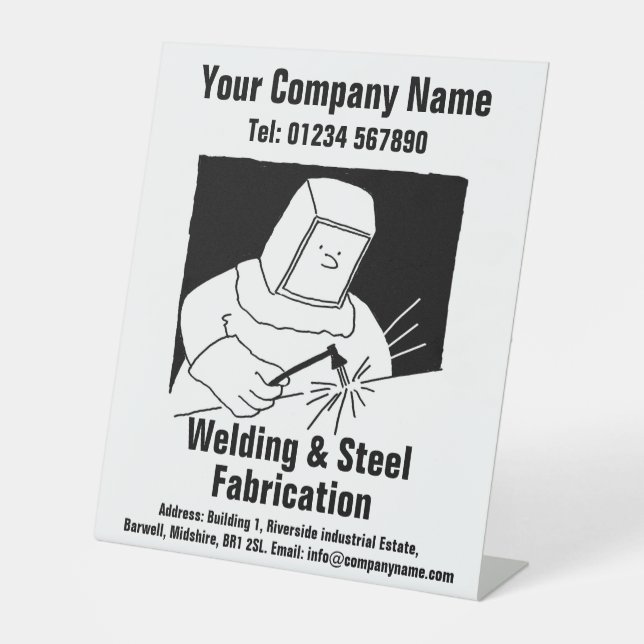 Cartoon-Design für Schweißarbeiten und Fabrikation Sockelschild (Vorderseite)