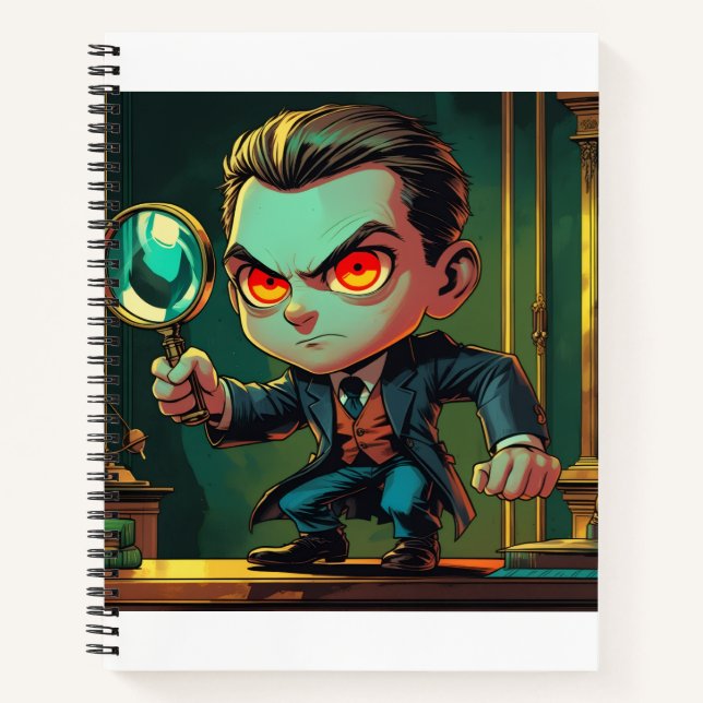 Cartoon Detective Themed Notebook Notizbuch (Vorderseite)