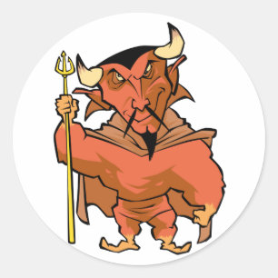Cartoon Devil Runder Aufkleber