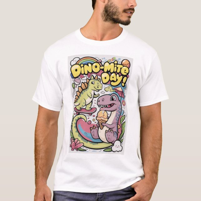 Cartoon Dino Fun T-Shirt (Vorderseite)