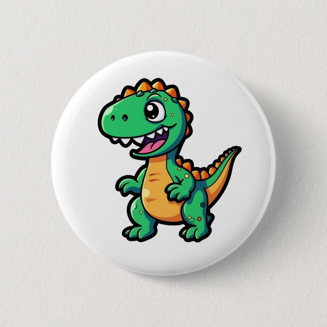 Cartoon-Dinosaurier-Abbildung Button (Vorderseite)