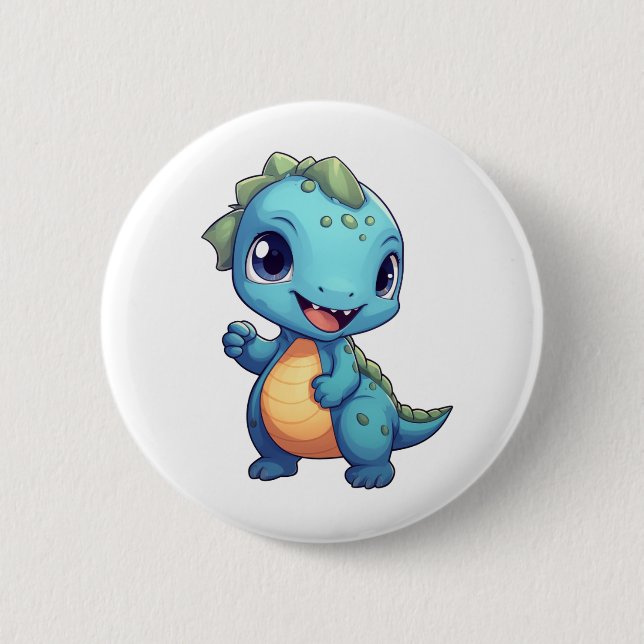 Cartoon-Dinosaurier-Abbildung Button (Vorderseite)
