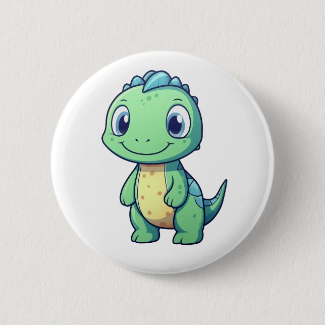 Cartoon-Dinosaurier-Abbildung Button (Vorderseite)