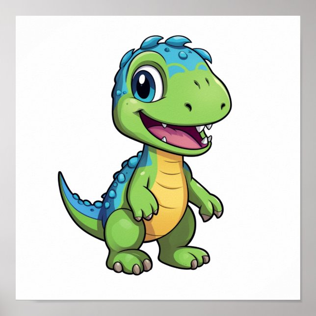 Cartoon-Dinosaurier-Abbildung Poster (Vorne)