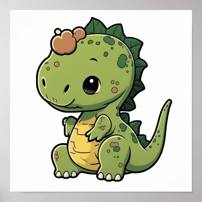 Cartoon-Dinosaurier-Abbildung Poster (Vorne)