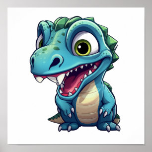 Cartoon-Dinosaurier-Abbildung Poster