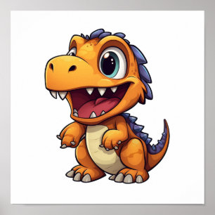 Cartoon-Dinosaurier-Abbildung Poster