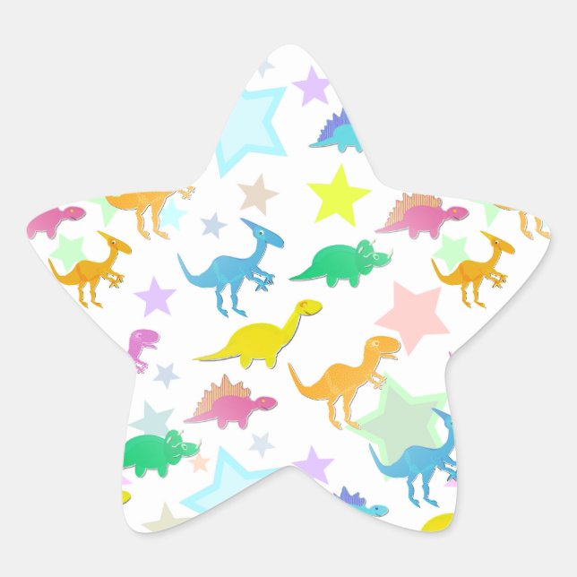 Cartoon Dinosaurier Color Star Sticker (Vorderseite)