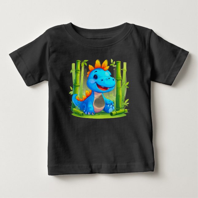 Cartoon Dinosaurier im Bambuswald Baby T-shirt (Vorderseite)