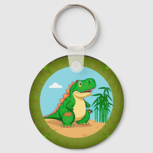 Cartoon Dinosaurier in tropischer Szene Schlüsselanhänger